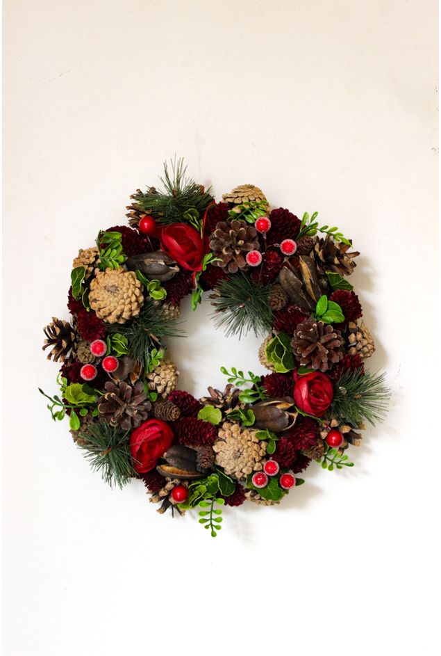 Guirlanda Decorada Pinhas e Berries Natal -2-